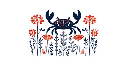 Crab in a Field of Flowers
