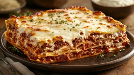 a slice of lasagna