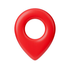 Realistic 3D map pointer. Red navigation icon, location marker. Vector illustration of location elements for infographics, travel guides. Isolated geotag on white background