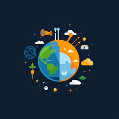 Fototapeta premium Creative Illustration of a Divided Earth Concept