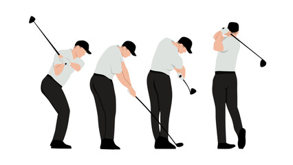 Vector illustration of golf tutorial,man doing golf,how to golf golf step for education,poster,learning,school and more