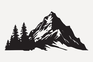 Mountain silhouette with pine trees