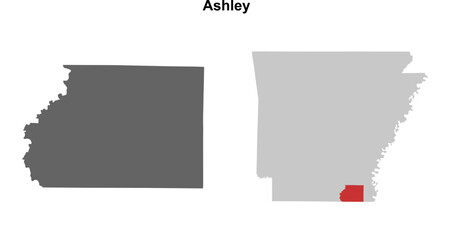 Ashley County (Arkansas) blank outline map set
