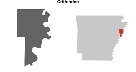 Crittenden County (Arkansas) blank outline map set