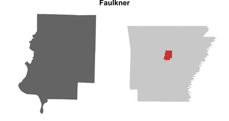 Faulkner County (Arkansas) blank outline map set