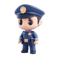 3D Cartoon Style Police Uniform Icon for Creative Projects