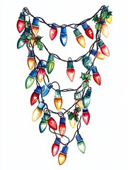 Festive Christmas lights with holly decorations