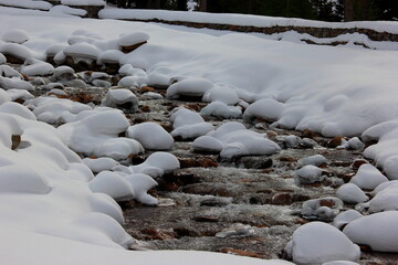 A water stream after snowfall