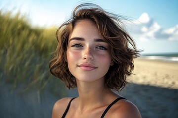 Young woman on sandy beach