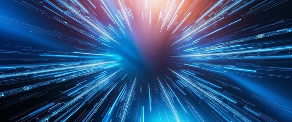 Fototapeta premium Energetic depiction of streaks of blue and white light bursts