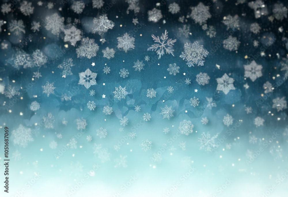 Aufkleber a blue gradient background with a snowfall of white snowflakes and a hint of sparkle.
