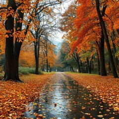 Beautiful city park. Autumn.