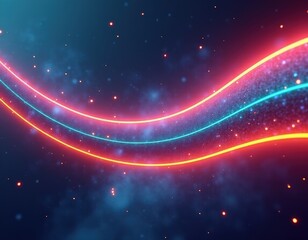 Cyber Wave Network. Vibrant digital waves move dynamically on a dark canvas, embodying the continuous flow of data in advanced tech networks. Perfect for designs focused on information flow.