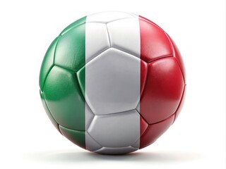 Fototapeta premium 3D Rendering of an Italian Flag Football Isolated on White Background - Sports, Italy, Soccer, National Colors, Creative Design, High-Resolution Image for Marketing and Promotions