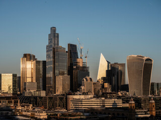 Skyline view of the City of London from Tate Modern, London, England, United Kingdom, Europe