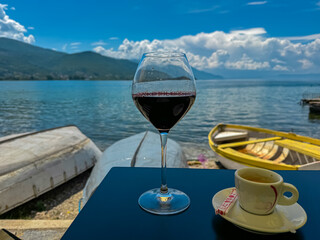 Enjoying Glass Red Wine And