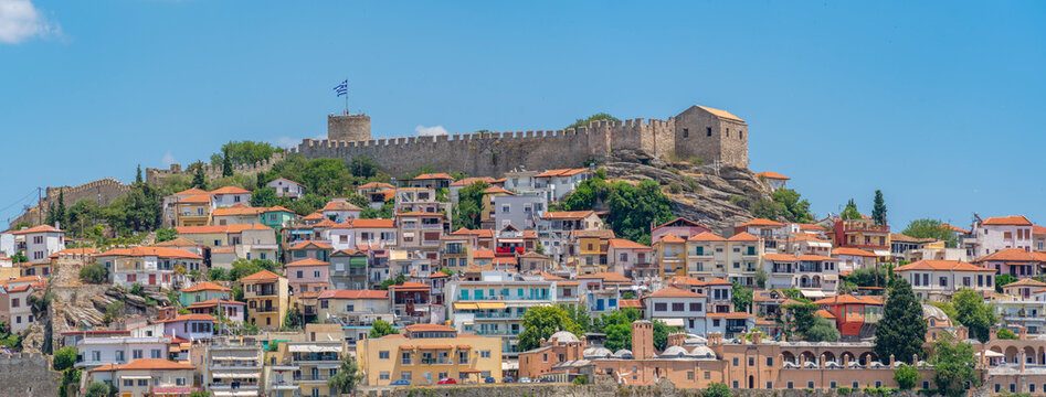 View of Kavala Fortress from the port, Kavala, Dimos Kavalas, Eastern Macedonia and Thrace, Gulf of Thasos, Gulf of Kavala, Greece, Europe