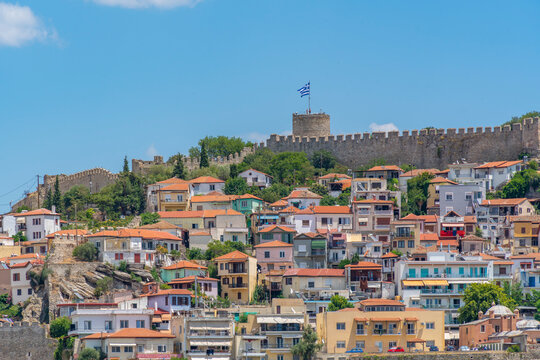 View of Kavala Fortress from the port, Kavala, Dimos Kavalas, Eastern Macedonia and Thrace, Gulf of Thasos, Gulf of Kavala, Greece, Europe