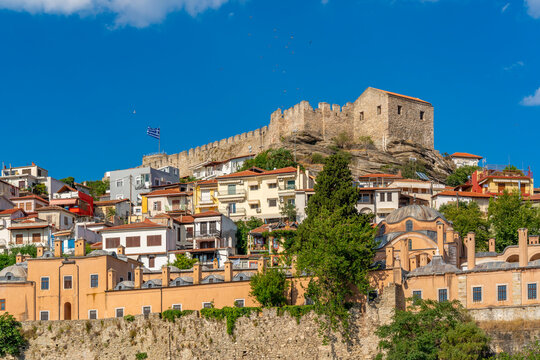 View of Kavala Fortress from the port, Kavala, Dimos Kavalas, Eastern Macedonia and Thrace, Gulf of Thasos, Gulf of Kavala, Greece, Europe