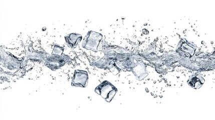 Cheerful Ice Cubes in Splashes of Water