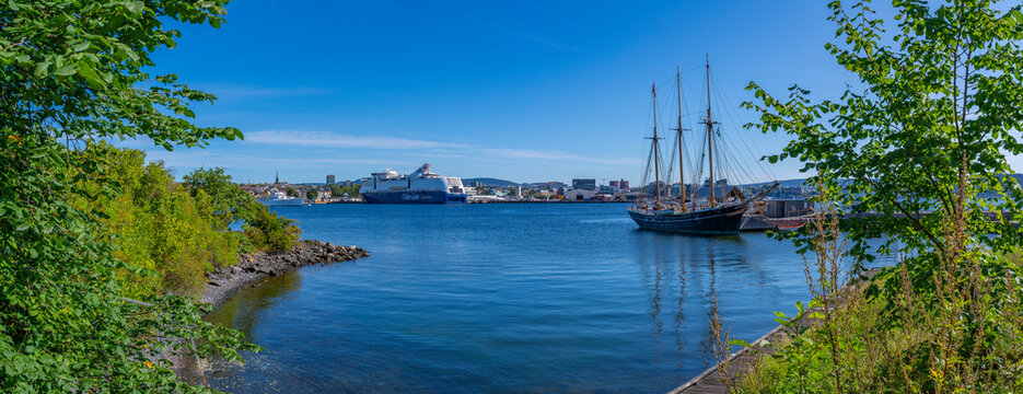 View of Oslo city skyline from The Fram Museum, Bygdoynesveien, Oslo, Norway, Scandinavia, Europe