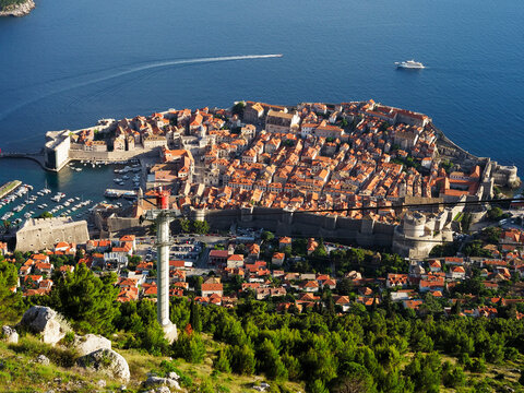 Dubrovnik Old Town, UNESCO World Heritage Site, from Mount Srd, Dubrovnik, Croatia, Europe