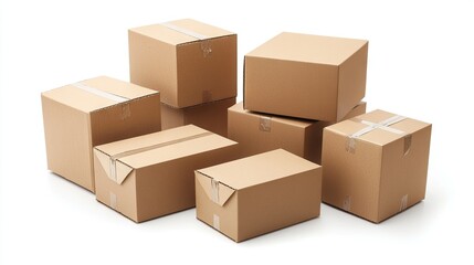 Fototapeta premium Stack of Cardboard Boxes in Close-Up View