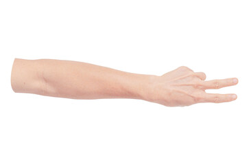 man hand showing Win sign isolated on transparent background. , two fingers up