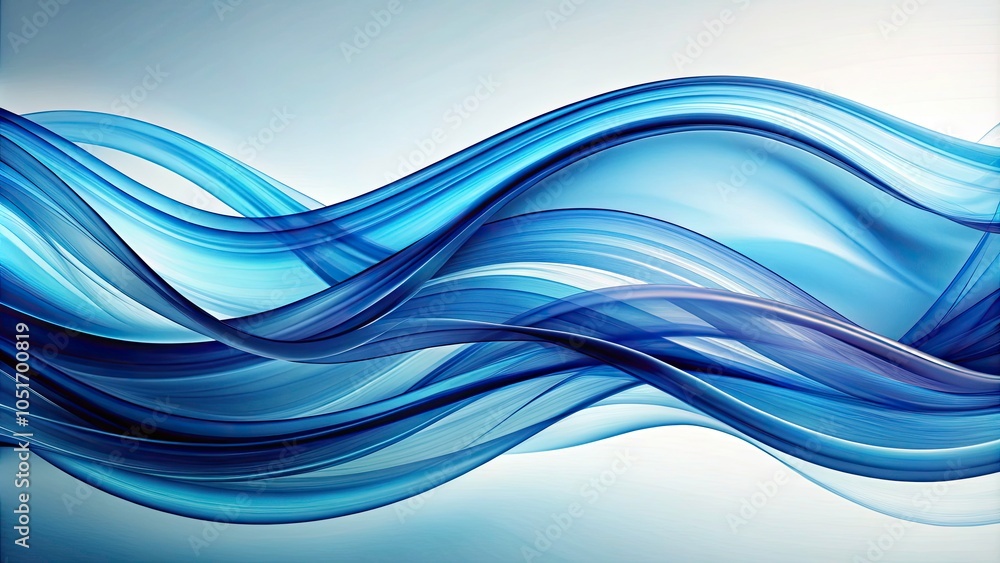 Poster blue color abstract wave design element - curved smoky wave flow with ethereal effects, perfect for 