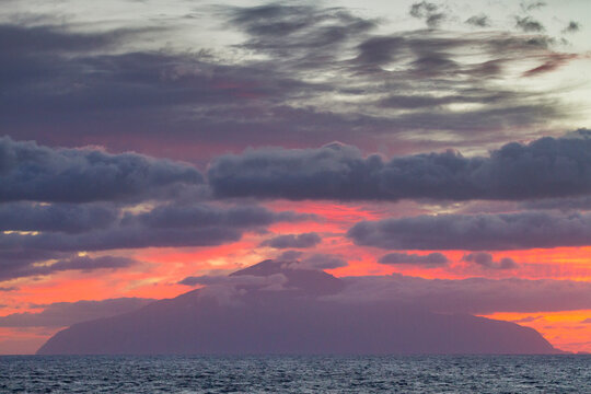Sunrise on the island of Tristan da Cunha, South Atlantic Ocean