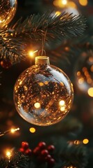 Glowing Christmas Baubles on a Festive Tree