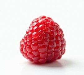 raspberries close up on white background