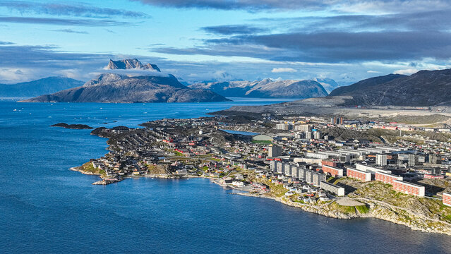 Fototapeta Aerial of Nuuk, capital of Greenland, Denmark, Polar Regions