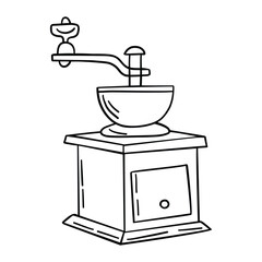 coffee grinder icon over white background, line style, vector illustration