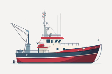 Modern fishing boat illustration