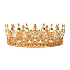 Golden crown with diamonds isolated on white background with victory or success concept. 3D rendering. © Kira Studio
