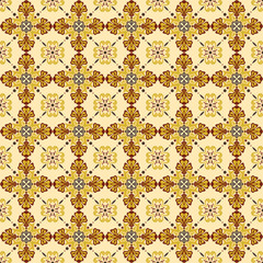 Talavera pattern. Azulejos portugal. Turkish ornament. Moroccan tile mosaic. Batik Vector Design