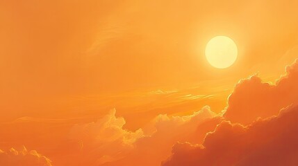 Fototapeta premium Serene Sunset Over Warm Orange Sky