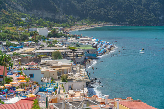 View of Spiaggia di Citara beach, Forio, Island of Ischia, Campania, Italy, Europe