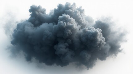 Fototapeta premium Black Storm Clouds with Smoke Isolated on White Background Dramatic Weather Concept