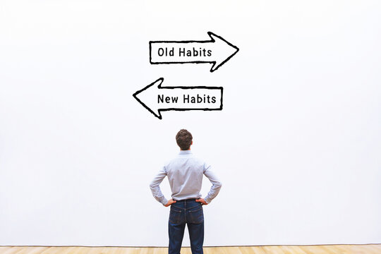 old habits vs new habits, self improvement and life change concept