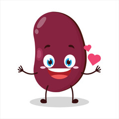 cute fall in love expression of red bean character