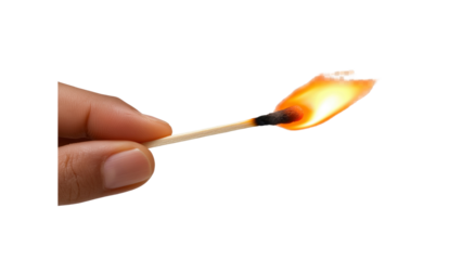 Burning Matchstick Held in Hand