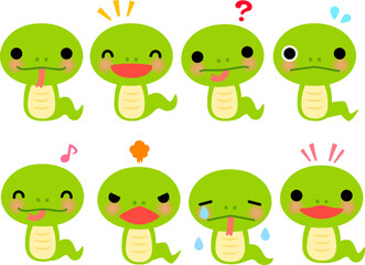 Fototapeta premium ヘビのキャラクターのイラストセット