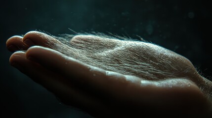Fototapeta premium Hand gently touching a scalp with visible patches of hair loss.