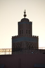 Minaret in Marrakech at Dusk with Detailed Islamic Architecture   © Amaro