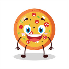 cute happy expression of pizza character