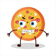 cute angry expression of pizza character