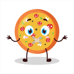 cute shut up expression of mung bean  mouth closed with plaster cartoon character