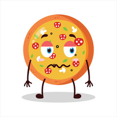 cute nope expression of pizza character